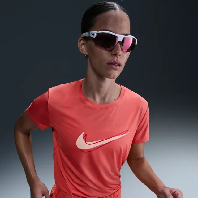 Nike One Swoosh Women's Dri-FIT Short-Sleeve Running Top - Orange - Polyester/Elastane