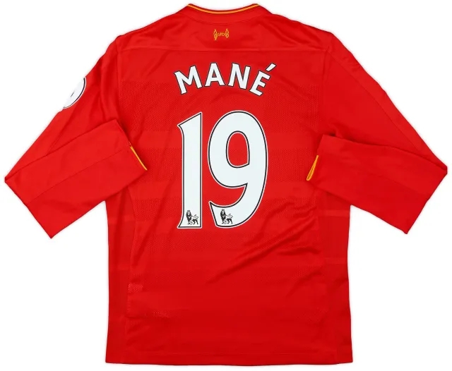 NewBalance 2016-17 Liverpool Home L/S Shirt Mane #19 - 7/10 - (S)