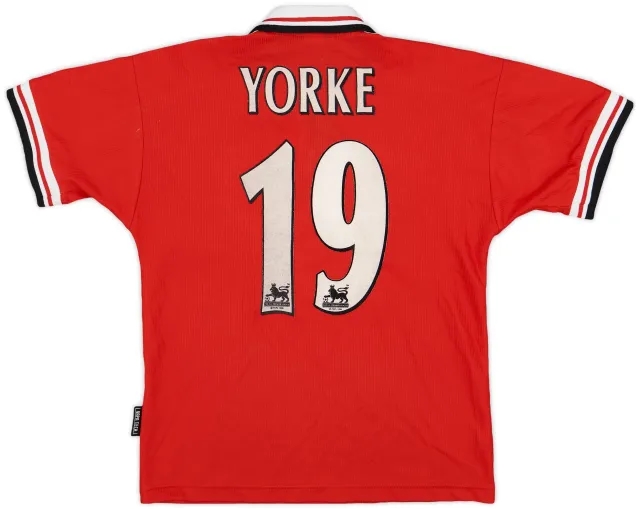 Umbro 1998-00 Manchester United Home Shirt Yorke #19 - 7/10 - (L.Boys)