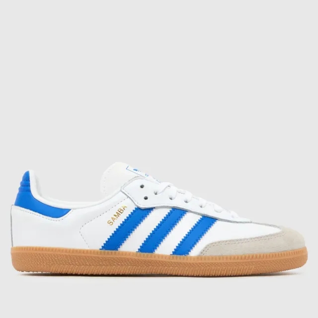 adidas white & blue samba og Boys Junior trainers