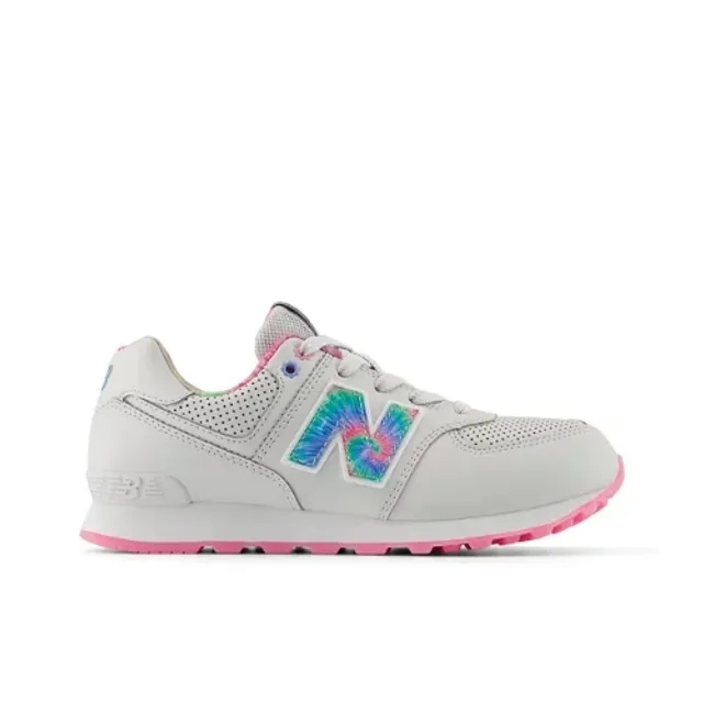 New Balance Kids' 574 in Grey/Pink Synthetic
