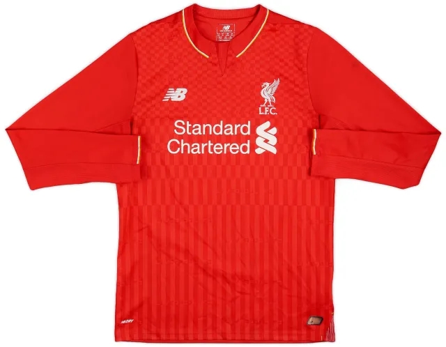 NewBalance 2015-16 Liverpool Home L/S Shirt - 7/10 - (XL.Boys)