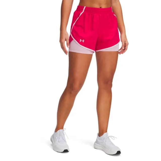 Women's  Under Armour  Fly-By 2-in-1 Shorts Shaded Fuchsia / Prime Pink / Reflective XS