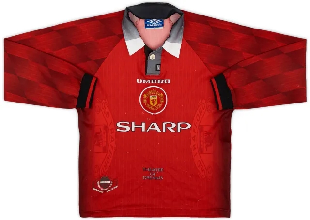 Umbro 1996-98 Manchester United Home L/S Shirt - 5/10 - (L.Boys)
