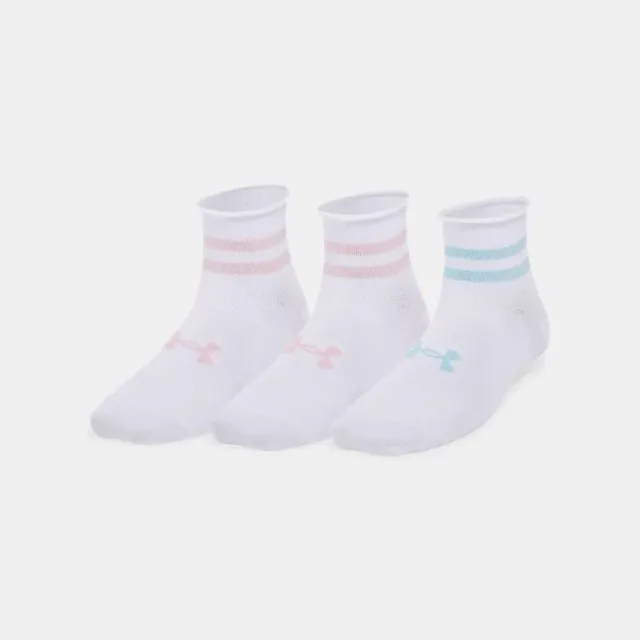 Women's  Under Armour  Essential 3-Pack Q Under Armour rter Socks White / White / Stream S