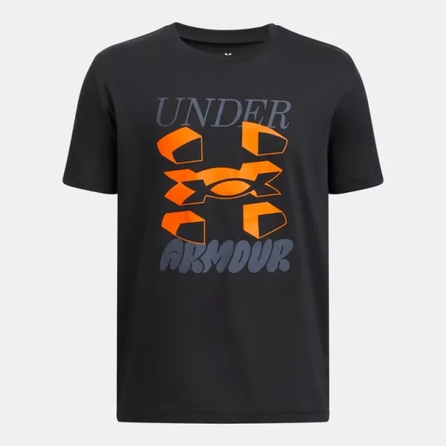 Boys'  Under Armour  Split Big Logo Short Sleeve Black / Downpour Gray YXS (48 - 50 in)