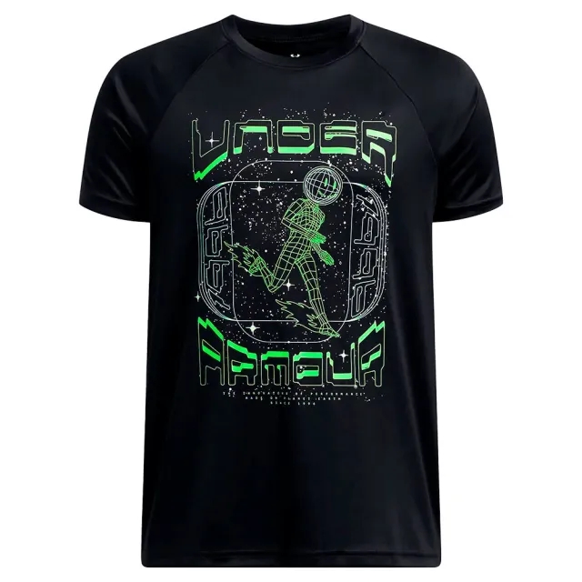 Boys'  Under Armour  Tech™ Game Day Short Sleeve Black / Cyber Green YXS (48 - 50 in)