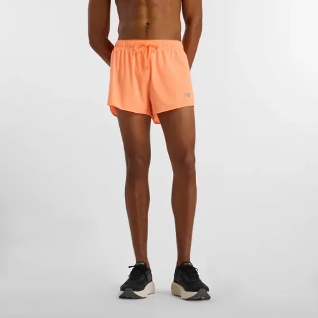 New Balance Men's RC Ultra Light Split Short 3 in Orange Nylon Woven