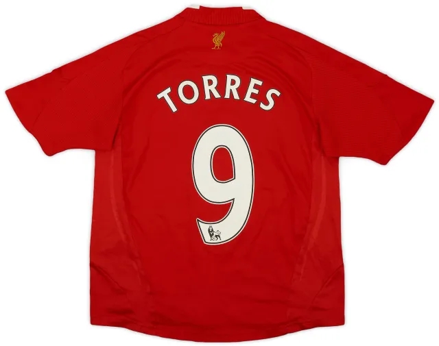 adidas 2008-10 Liverpool Home Shirt Torres #9 - 5/10 - (M.Boys)