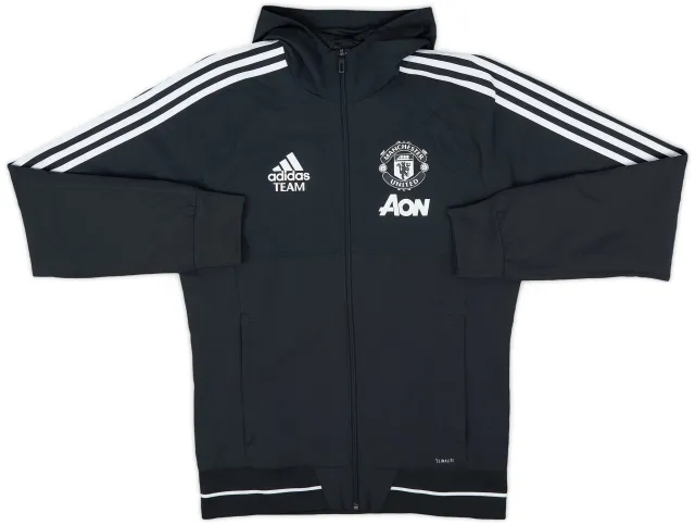 2017-18 Manchester United adidas Staff Issue Hooded Track Jacket - 8/10 - (S)