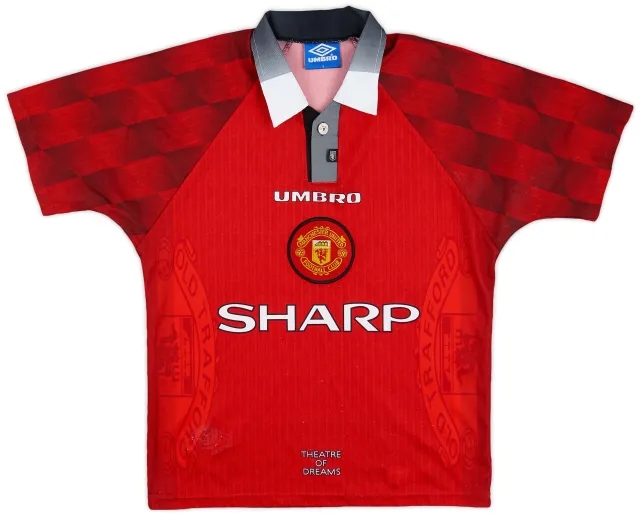Umbro 1996-98 Manchester United Home Shirt - 7/10 - (XL.Boys)