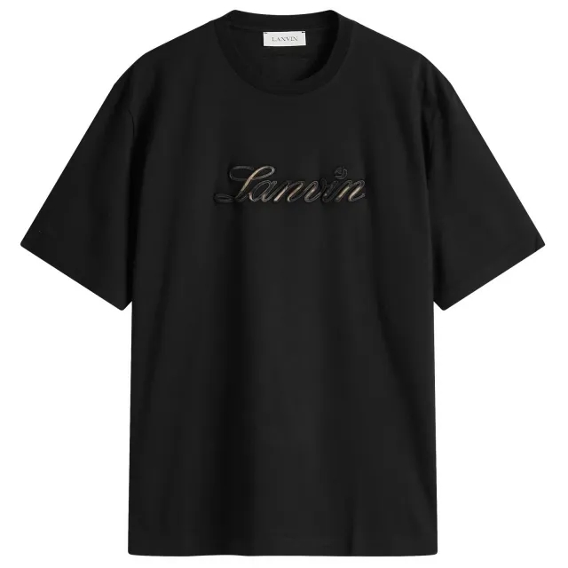 Lanvin Men's Denim Script Logo T-Shirt Black