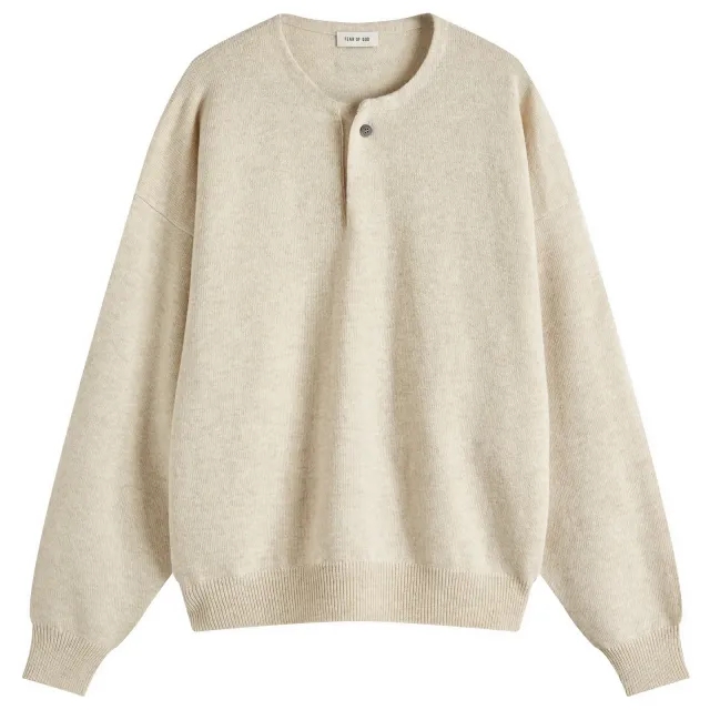 Fear Of God Men's Henley Fine Knit Heather Beige