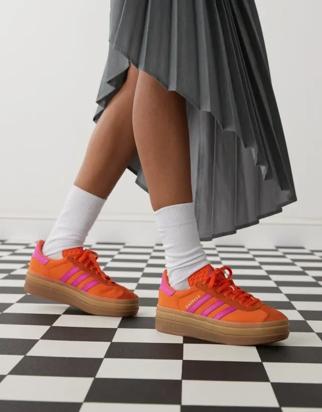 Adidas Originals Gazelle Bold Platform Trainers In Orange And Purple