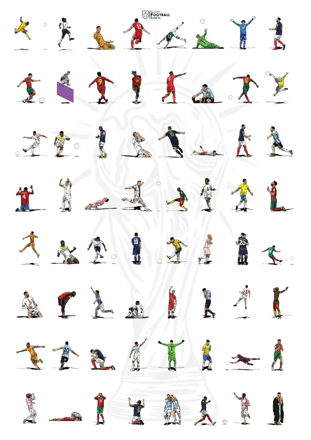 Classic Football Shirts 2022 World Cup A3 Print/Poster