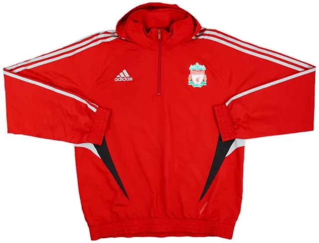 2008-09 Liverpool adidas 1/4 Zip Hooded Rain Jacket - 6/10 - (XL)