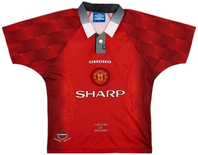 Umbro 1996-98 Manchester United Home Shirt - 8/10 - (L.Boys)