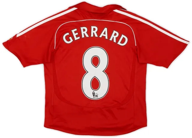 adidas 2006-08 Liverpool Home Shirt Gerrard #8 - 6/10 - (S.Boys)