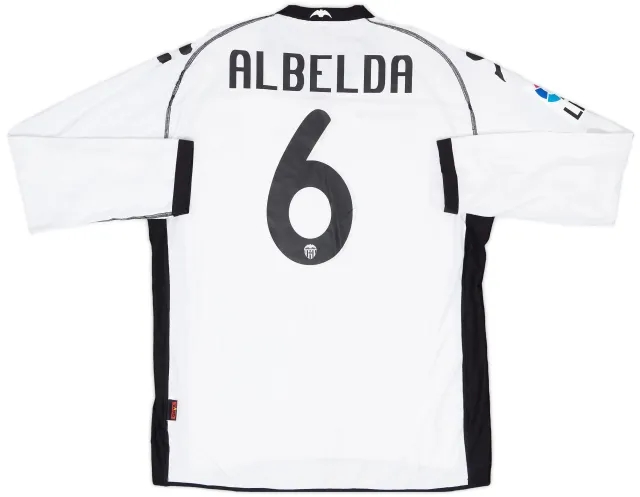 Kappa 2010-11 Valencia Player Issue Home L/S Shirt Albelda #6 - 9/10 - (XL)