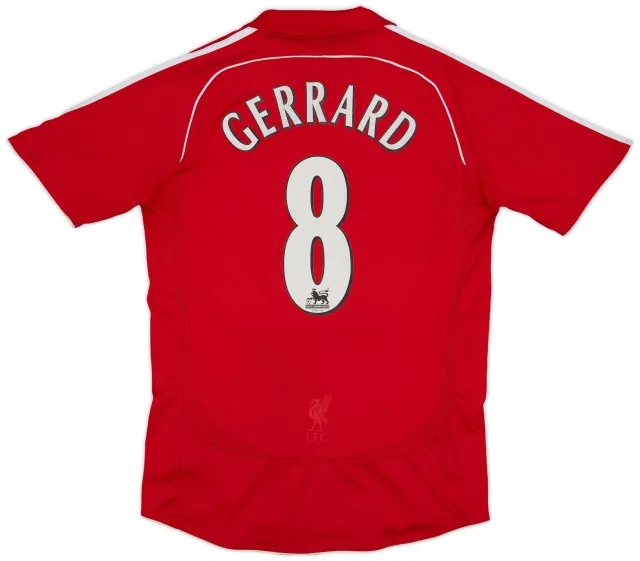 adidas 2006-08 Liverpool Home Shirt Gerrard #8 - 7/10 - (S)