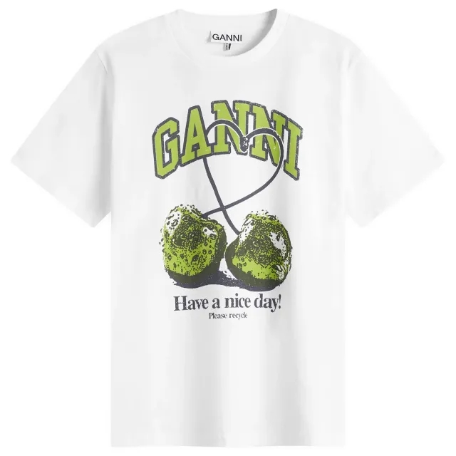 GANNI Women's Cherry Relaxed T-Shirt Bright White