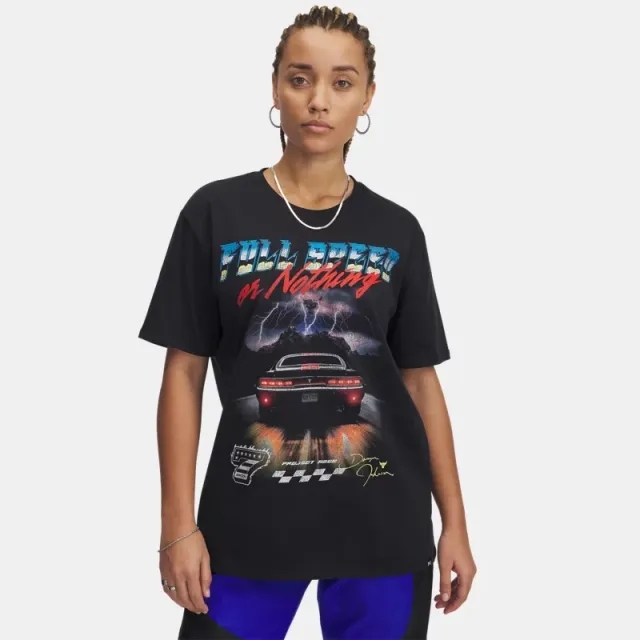 Under Armour Women's Project Rock Campus T-Shirt Black / White XS