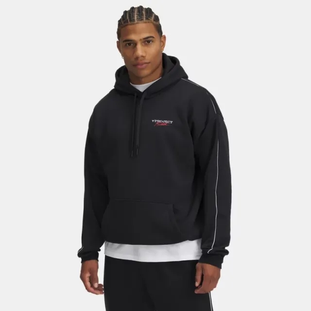 Under Armour Men's Project Rock Icon Fleece Hoodie Black / Racer Red / White XXL