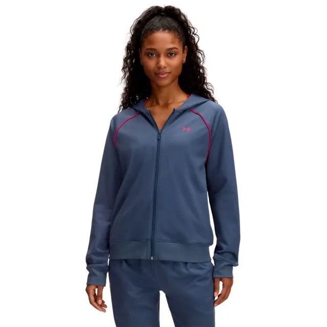 Women's  Under Armour  Rival Tricot Tracksuit Downpour Gray / Shaded Fuchsia / Shaded Fuchsia XXL