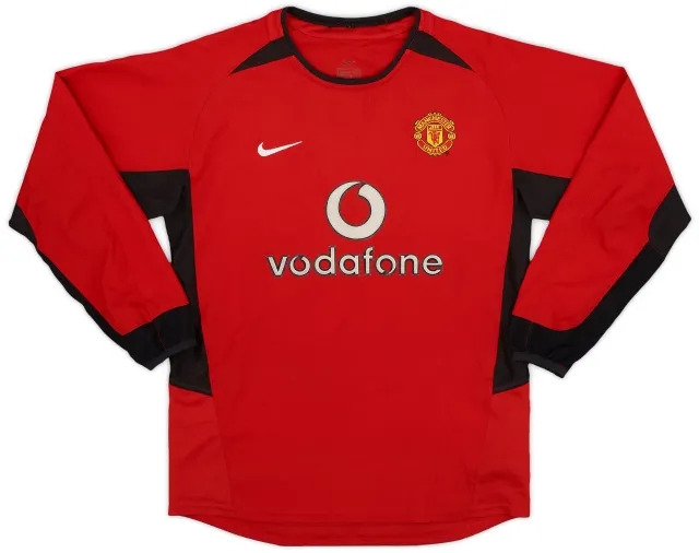 Nike 2002-04 Manchester United Home L/S Shirt - 8/10 - (M.Boys)
