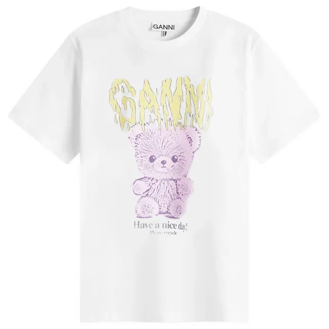 GANNI Women's Teddy Relaxed T-Shirt Bright White