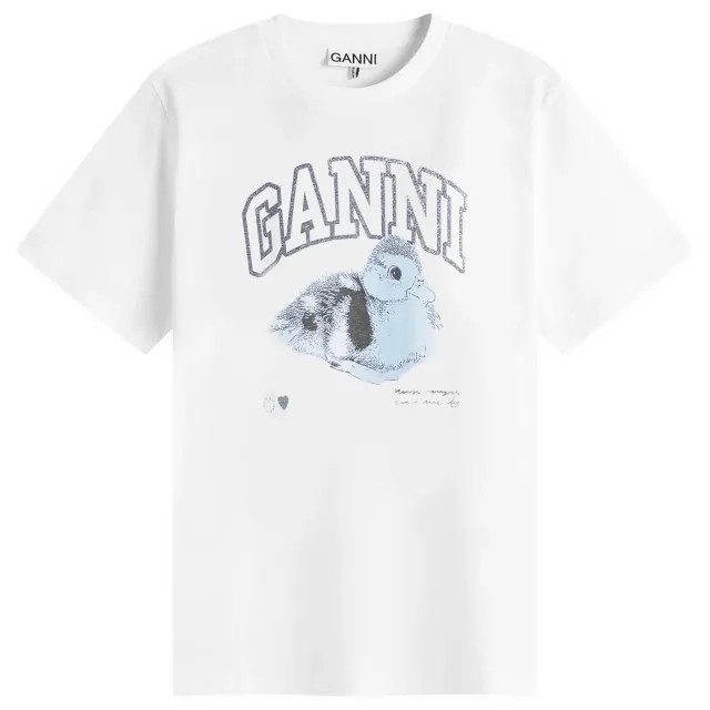 GANNI Women's Duckie Relaxed T-Shirt Bright White