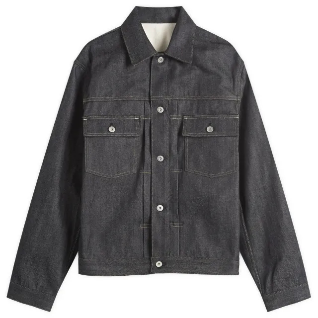 Jil Sander Men's Raw Denim Trucker Jacket Deft Blue