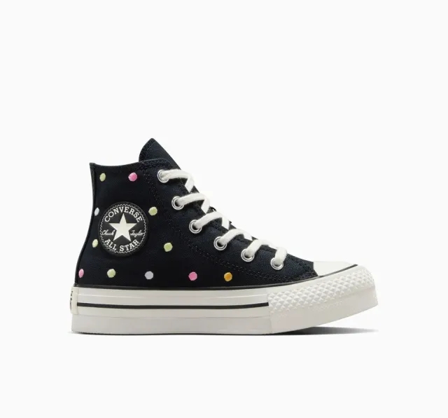 Converse Chuck Taylor All Star Lift Embroidered Polka Dots Platform - Black, White