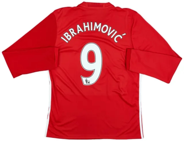 adidas 2016-17 Manchester United Home L/S Shirt Ibrahimovic #9 - 9/10 - (M)