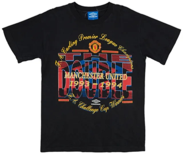 1993-94 Manchester United Umbro 'Double Winners' Graphic Tee - 9/10 - (M)