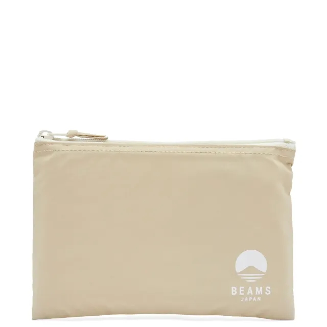 BEAMS JAPAN Logo A5 Flat Pouch Beige