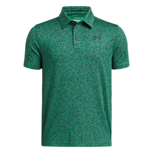 Boys'  Under Armour  Playoff Printed Polo Team Kelly Green / Midnight Navy / Midnight Navy YXL (63 - 67 in)