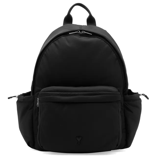 AMI Paris Men's Nylon Ami De Coeur Backpack Wool Gabardine Black