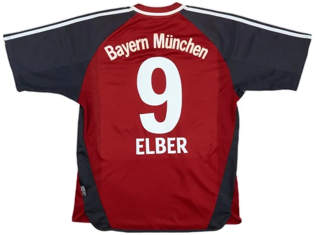 adidas 2001-02 Bayern Munich Home Shirt Elber #9 - 6/10 - (M)