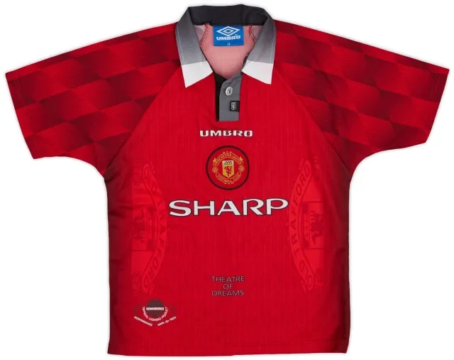 Umbro 1996-98 Manchester United Home Shirt - 8/10 - (L.Boys)