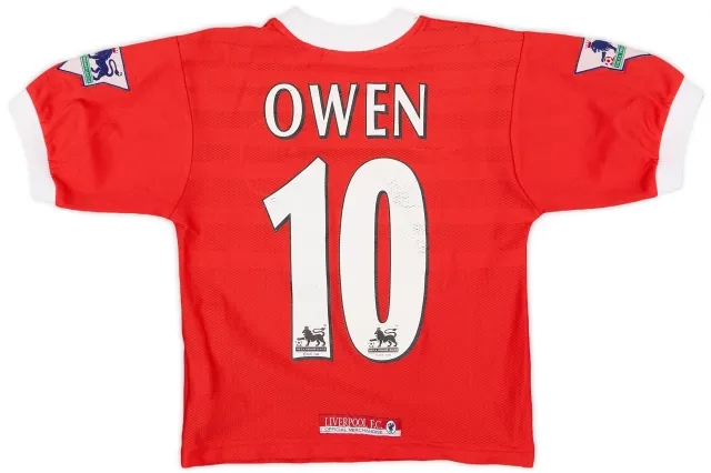Reebok 1998-00 Liverpool Home Shirt Owen #10 - 7/10 - (5-6 Years)