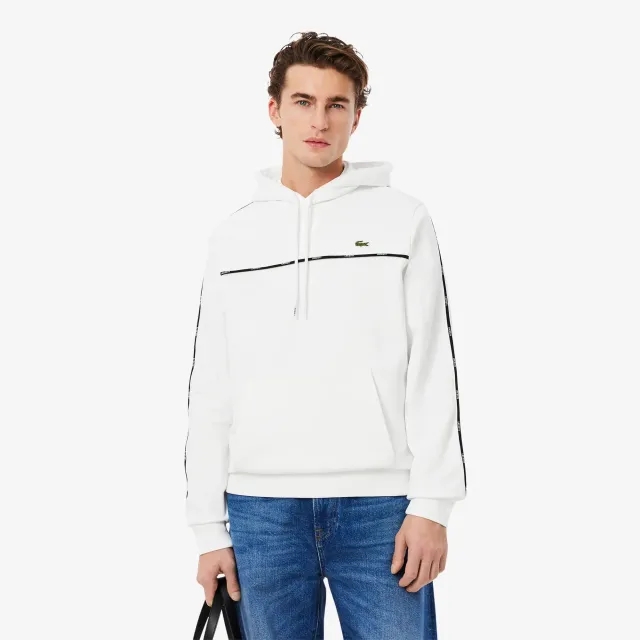 Lacoste Classic Fit Logo Stripe Sweatshirt - White