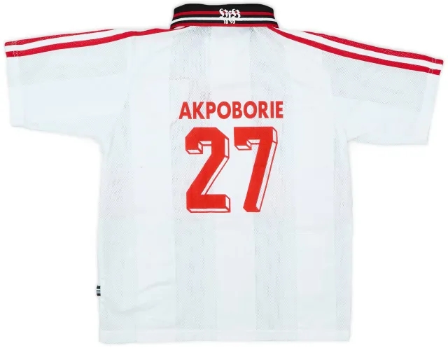 adidas 1997-98 Stuttgart Home Shirt Akpoborie #27 - 7/10 - (Y)