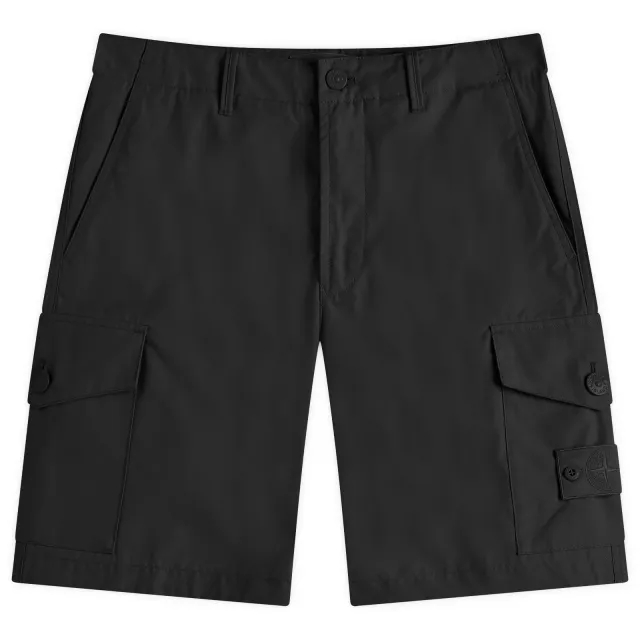 Stone Island Men's Ghost Piece Weatherproof Canvas Cargo Shorts Black