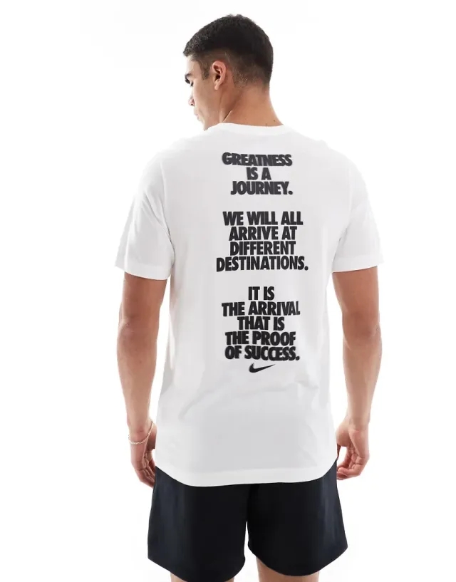 Nike Training Dri-Fit Back Slogan T-Shirt In White