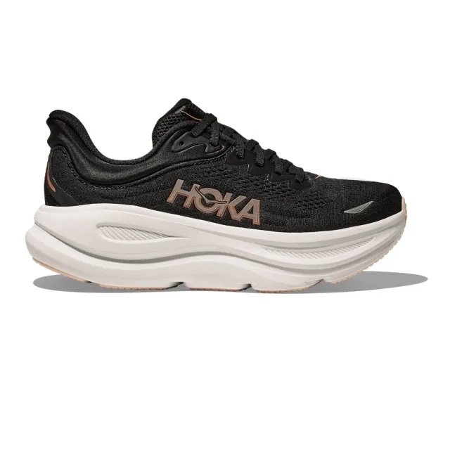 Hoka One One HOKA Women's Bondi 9 Road Running Shoes - Black/Rose Gold -  Size: UK 8
