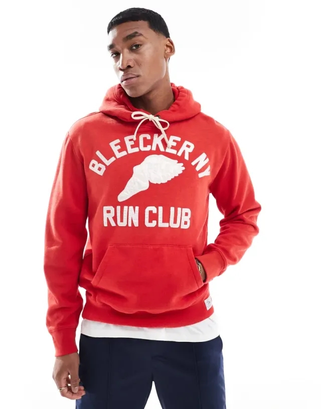Polo Ralph Lauren Run Club Bleecker Print Fleece Hoodie In Red