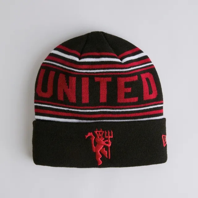 Manchester United x New Era Stripe Cuff Beanie Black