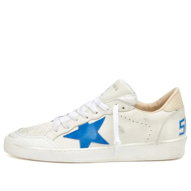 Golden Goose Men's Ball Star Leather Sneaker White/Bluette/Wood Ash