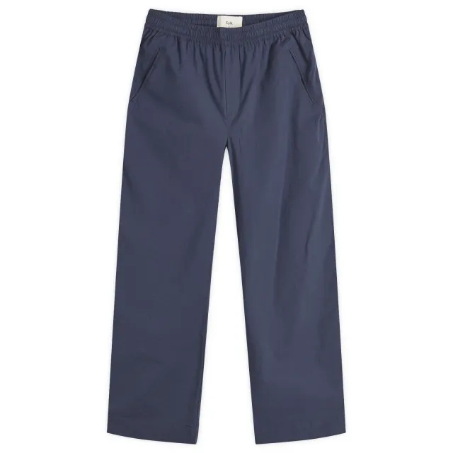 Folk Men's Seersucker Drawcord Assembly Pants Navy